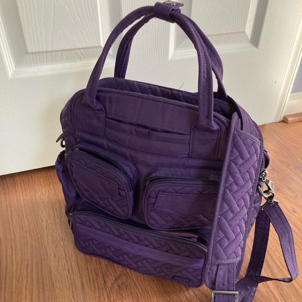 Lug Mini Puddle Jumper convertible bag / backpack, Quilted Purple, EUC